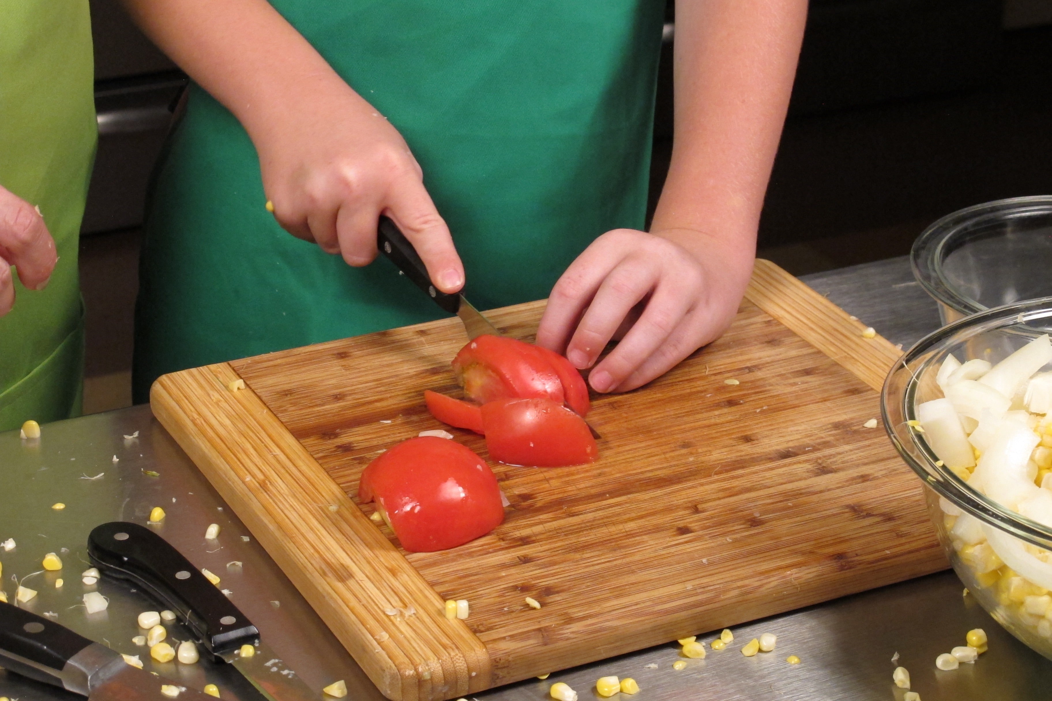 Slice tomatoes.
